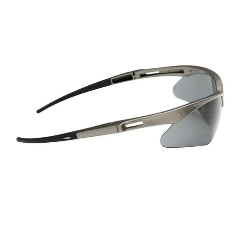 Heavy Duty Safety Glasses With Hard Coated Anti Scratch Polarized Lenses For Crisp Vision and Slip On Fit ANSI Z87 certified side view.