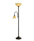 Amazing Transitional Bronze Torchiere Floor Lamp With Vintage Style Amber Scavo Glass Shade Adds Elegant Touch To Industrial Decor