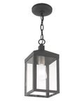 Nyack One Light Outdoor Hanging Lantern In Scandinavian Gray With Clear Glass Solid Brass Construction Weatherproof Outdoor Pendant