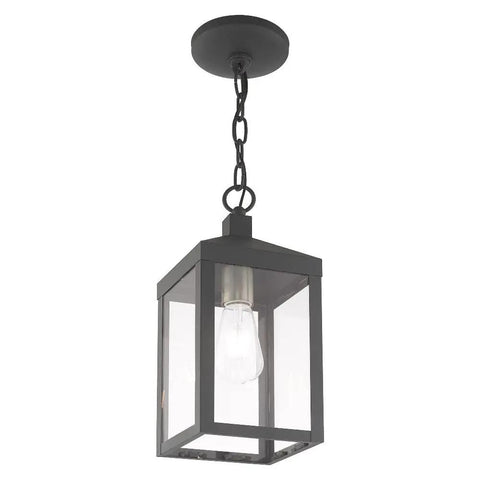 Nyack One Light Outdoor Hanging Lantern In Scandinavian Gray With Clear Glass Solid Brass Construction Weatherproof Outdoor Pendant