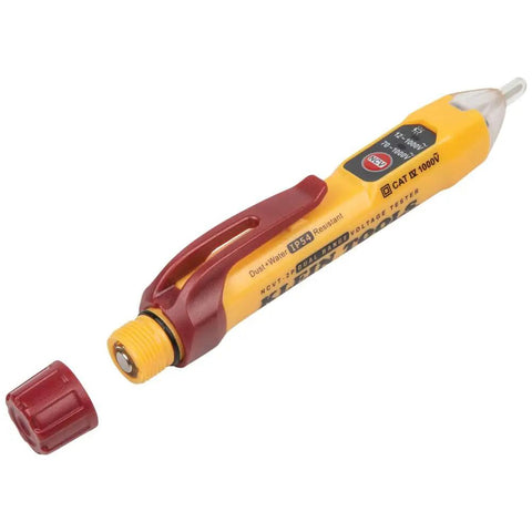 Dual Range NCVT2P Non Contact Voltage Tester 12 to 1000V AC With Visual And Audible Indicators Auto Power Off For Electricians And DIY Pros Seeking Fast Clear Voltage Detection, pocket-size yellow tester with cap