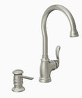 High Arc Kitchen Faucet With Soap Dispenser From Anabelle Collection In Spot Resist Stainless Finish With One Handle Lever Aerated Stream