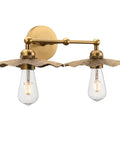 Two-Head Brass Wall Sconce Light With Flower Design Vintage Mid Century Style Vanity Lamp for bathroom and kitchen