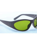 Heavy Duty Nd Yag Laser Safety Glasses With Od7 Plus eye shielding, gray frames and green lenses for laser protection.