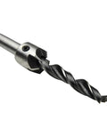 Seven Piece Countersink Drill Bit Set Featuring Razor Sharp Tapered Tips For Smooth Wood And Metal Work Heavy Duty Construction drill bit close-up with twisted design.