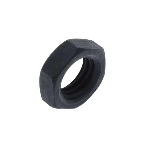 Close-up of a Replacement Table Saw Blade Nut For Dewalt N506916 Fits DWE7491RS Precision Machined Arbor Nut, durable and black.