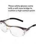 Safety Glasses With Built In Readers Plus 2.0 Diopter For Reading And Eye Protection ANSI Z87 Clear Lens Gray Frame