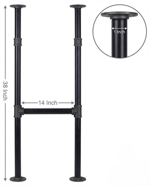 Industrial Pipe Table Leg Set 38 Inch By 14 Inch H Shape Iron Base For Bar Height Pub Tables Desks Nightstands DIY Wood Projects