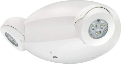 LED Emergency Light With Dual Adjustable Heads, Wall Or Ceiling Mount, UVOLT White Housing, 90 Minute Backup Power, Ideal For Hallways
