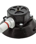 Wood's Powr-Grip 4.5-inch mounting cup, front view, with white 1/4-20 x 3/8 in threaded stud on black base