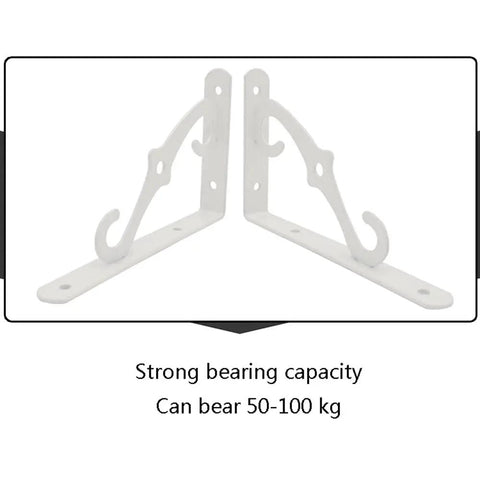 Straight Up Sturdy Wrought Iron Shelf Brackets For Walls Decorative Corner Supports For Bookshelves And Kitchen Racks No Sweat Diy Setup Heavy Duty Storage Braces In Crisp White angled view showing strong bearing capacity.