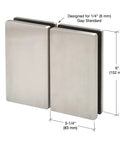316 Stainless Brushed Glass-To-Glass Hinge, 180 Degree Self-Closing, Heavy-Duty Gate Hinge For Half-Inch Tempered Glass, Interior Or Exterior Use, Tension Adjustable With A Screwdriver, 6-inch brushed stainless steel hinge