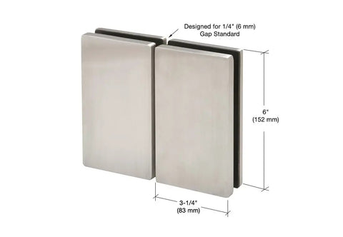 316 Stainless Brushed Glass-To-Glass Hinge, 180 Degree Self-Closing, Heavy-Duty Gate Hinge For Half-Inch Tempered Glass, Interior Or Exterior Use, Tension Adjustable With A Screwdriver, 6-inch brushed stainless steel hinge