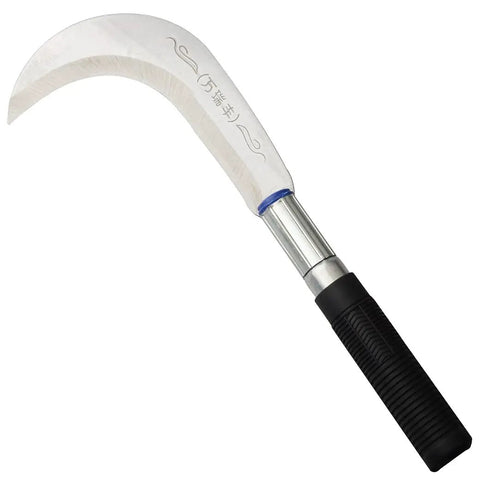Multipurpose Gardening Sickle With Manganese Steel Blade And Stainless Steel Handle Black Rubber Grip For Cutting Grass Vines Branches Weeds Edging Lawns And Underbrush
