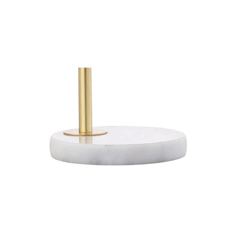 Gold And White Modern Metal Marble LED Bedside Lamp With Frosted Glass Globe Shade Sleek Minimalist Scandinavian Style For Bedroom And Living Room Includes Energy Saving LED Bulbs ETL Listed