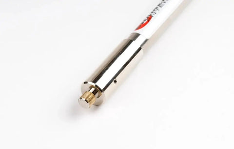 Close-up of SS58 High Power Stainless Steel Antenna Loading Coil For 6M To 80M Bands, 1000W Ready, threaded connector end