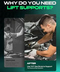 Comparison image of using Porsche Front Hood Lift Supports Set Of 2 Direct Fit Gas Struts Replacement for easy hood operation.