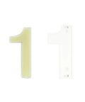 Self-Charging Outdoor Address Number 1 Waterproof Illuminated House Digit with resin back plate for low light areas.