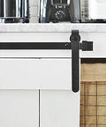 Installed Mini Rustic Sliding Barn Door Hardware Kit in Oil Rubbed Bronze for Cabinets Bookshelves Vanities TV Consoles and More