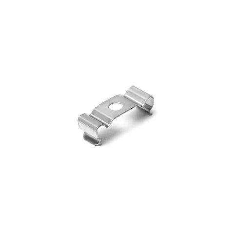 30 Pcs 0.96 Inch Length T5 Clip Brackets Hangers For LED Light Tubes Stainless Steel Ceiling Mount Clips 0.16 Inch Bore 0.31 Inch Height Thread Mount 4mm Tube Fixture Replacement Fluorescent Tube Holder, close-up of single stainless steel clip