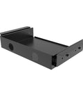 Level Up Your Desk Space With This Smooth Glide Under Desk Storage Shelf Featuring Built In Cable Management Tray, metal organizer, black, empty view.