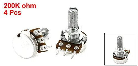 4 Pack Linear Potentiometers With Knurled Shaft Top Adjustment Volume Controls 200K Ohm WH148 300 Degree Rotation 6mm Shaft
