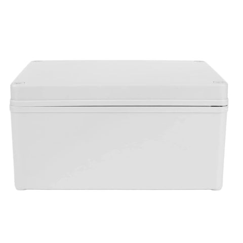 Built Tough Weatherproof Outdoor Junction Box With Mounting Plate For Electrical Distribution ABS Plastic IP67 Waterproof Enclosure Heavy Duty DIY Electrical Box 200mm By 150mm By 100mm, front view
