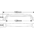 Diagram of Antique Brass Cabinet Pulls 10 Pack Center To Center 5 Inch Vintage Kitchen Cabinet Handles showing measurements.