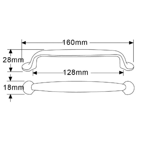 Diagram of Antique Brass Cabinet Pulls 10 Pack Center To Center 5 Inch Vintage Kitchen Cabinet Handles showing measurements.