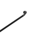 Close-up of a black bicycle spoke with nipple from the 36 Pcs Bicycle Spokes Set 14G 263mm Length With Nipples For Most Bikes Durable Replacement Kit.