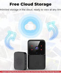 Wireless Doorbell With Camera 150M Range Indoor Receiver Smart Doorbell Cam With Two Way Talk Real Time Alerts Night Vision Works With 2.4G WiFi Ideal For Home Office Or Hotel Black shown with free cloud storage backdrop.