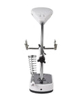 Heavy Duty Clamping Magnifying Glass Lamp With Adjustable Height And Angle For Precision Welding Repairs Desktop Workbench Maintenance Jobs, rear view showing adjustable lamp and clamps.