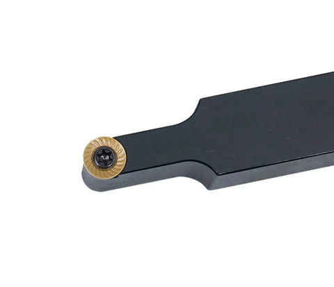 Pro Grade Indexable Tool Holder Kit With 3/4 Inch Shank, 4-1/2 Inch OAL, Carbide RCMT32 Insert, 10 Extra Inserts, tool holder close-up