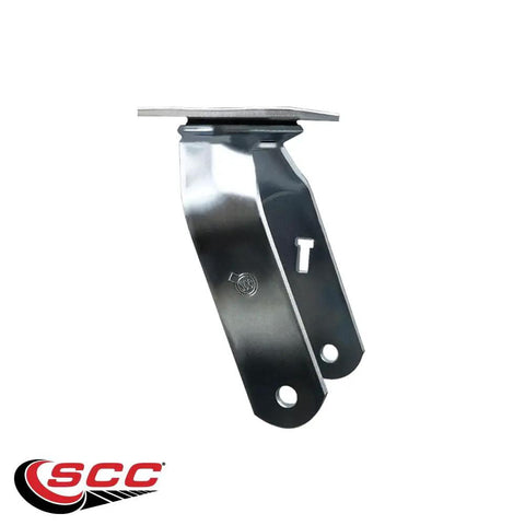 Heavy Duty 10 Inch Swivel Caster Fork Yoke Frame For Pneumatic And Semi Pneumatic Wheels, Steel Mounting Plate, Side View