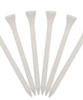 White Wooden Golf Tees 100 Pack 2 And 3 Quarter Inch Customizable Two Line Personalization Durable Bulk Golf Tees displayed on white background