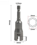 Two Pack Wing Nut Driver Set With Quick Connect Hex Shank One Quarter Inch For Panel Wing Nuts Screws Eye C Hook Bolts Q Hanger And Wire Twisting Heavy Duty CRV Steel Handyman Tool Kit close-up with measurements