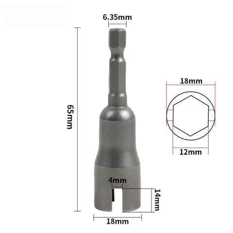 Two Pack Wing Nut Driver Set With Quick Connect Hex Shank One Quarter Inch For Panel Wing Nuts Screws Eye C Hook Bolts Q Hanger And Wire Twisting Heavy Duty CRV Steel Handyman Tool Kit close-up with measurements