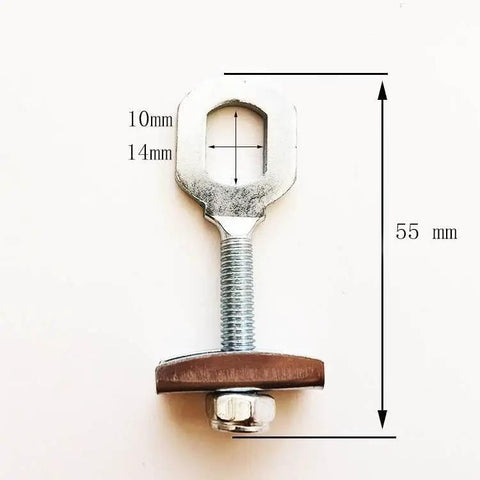 Oval Shaft Chain Tensioner For Folding E Bikes And Pocket Bikes With 10X14mm Axle Adjuster Kit features 10mm and 14mm dimensions and steel construction.