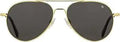 Gold Frame Sunglasses With True Color Gray SkyMaster Glass Lenses, 58mm Lens Height, 14mm Bridge, 145mm Temple, 100 Percent UVA UVB Protection