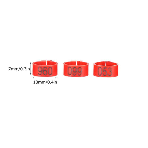 Sturdy As Heck Plastic Clip On Poultry Leg Bands 100 Pack For Birds Identification Bright Color Leg Rings size shown