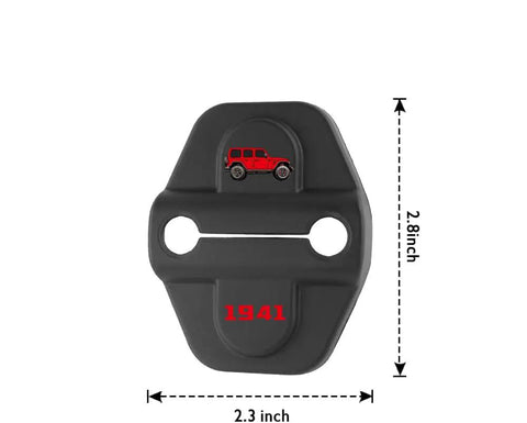 Tough Stainless Steel Door Lock Decoration Cover for 2018-2025 Jeep Wrangler JL JLU Gladiator JT, black with red Jeep logo
