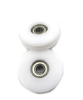 Two Pack 50mm White High Carbon Steel U Groove Nylon Ball Bearing Guide Pulleys For 6 8 10mm Rope 608zz Bearing High Strength Smooth Sliding Wear Resistant Furniture Door Hardware, front view