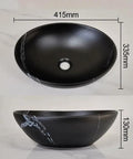 USZWBY Vessel Sinks Bathroom Vessel Sink Creative Balcony Art Wash Basin Ceramic Black Washbasin Vanity Bathroom Bowl Sink top view with dimensions