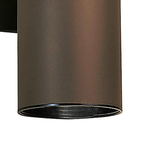 Outdoor Cylinder Wall Sconce in Architectural Bronze Two Light 15 Inch Tall 6 Inch Wide Weatherproof Porch Lighting With E26 Socket