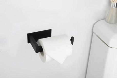Self Adhesive Stainless Steel Toilet Paper Holder Matte Black Finish No Drill Easy To Install Rustproof Paper Roll Rack Mount on Wall