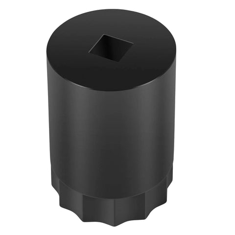 Top view of black 60mm differential pinion lock nut tool with square drive opening