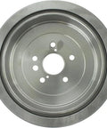 Front view of Centric Premium rear brake drum 122.44037 for Toyota vehicles; metal silver.