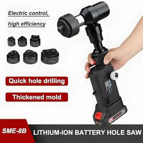 Electric Hydraulic Hole Punch Kit With Six Dies 22 To 60mm, 21V Battery, 80 kN Punch Tool for stainless steel and sheet metal