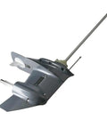 Top Notch Outboard Motor Lower Unit Assembly With Long Drive Shaft Built For 40HP Engines Hassle Free Swap, durable grey housing.