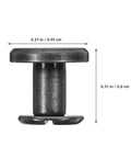 Close-up view of a single 10 Piece Flat Rivets Chicago Binding Screw, 0.37 in flat head, zinc alloy, ideal for bookbinding and leather repair.